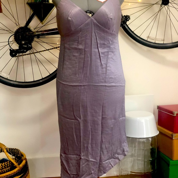 Anthropologie Moulinette Soeurs Shimmery Purple Asymmetrical Slip Dress, size12 - Picture 4 of 6